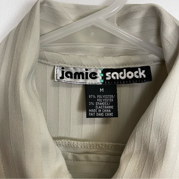 Jamie Sadock Vest Womens Size Medium Beige Collared Striped Zip Up Sleeveless - Picture 4 of 9
